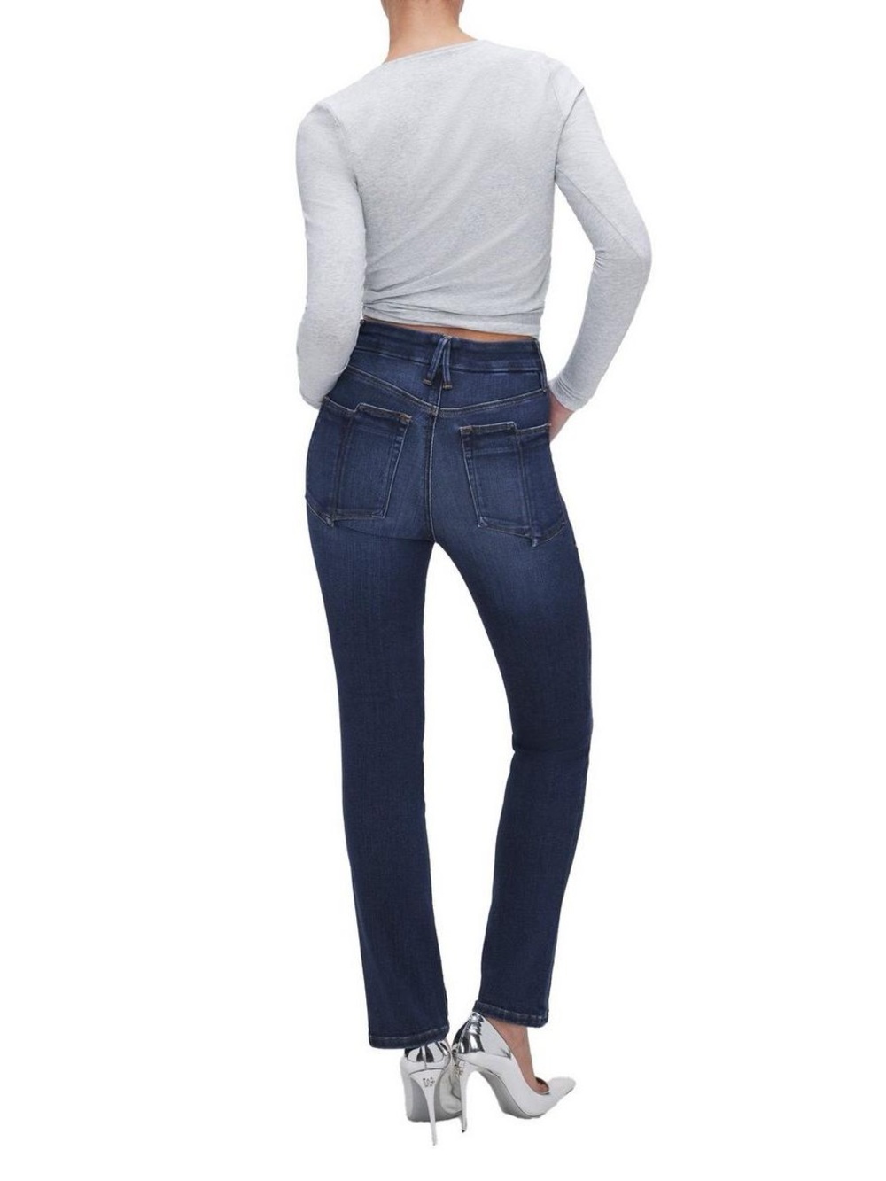 Good American Split Back Pocket  Soft Tech Good Classic Slim Straight Size 2/26